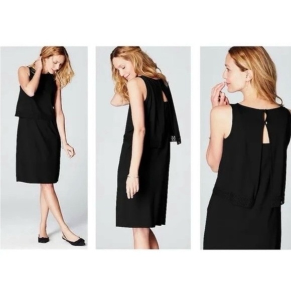 J. Jill Dresses & Skirts - J Jill Wearever Black Layered Crochet Trim Sleeveless Dress XS Travel Boho